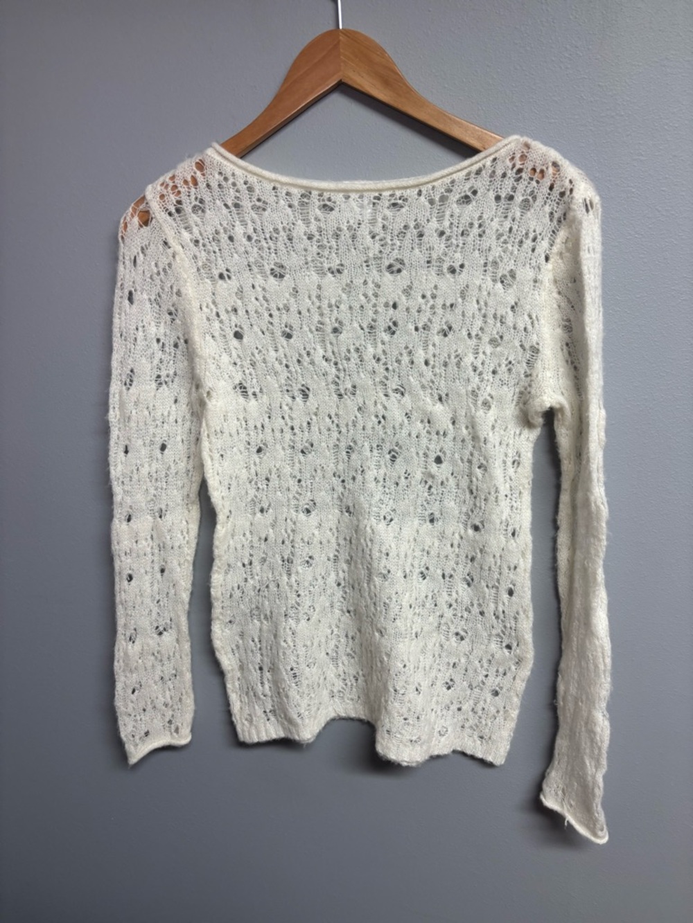 wild fable Cream Off-the-Shoulder Open-Knit Sweater